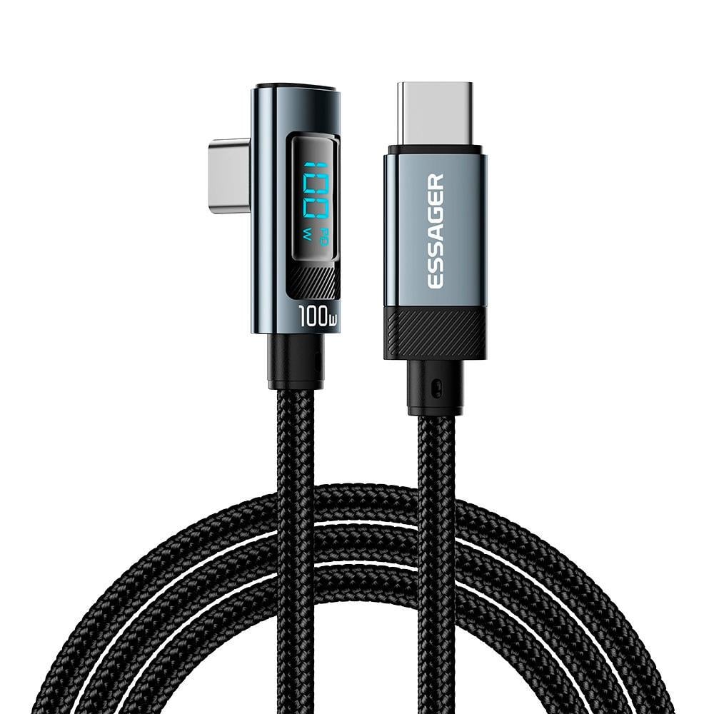 Кабель Essager Elbow Type-C to Type-C Digital Display Data Cable 100W 2 м Gray (EXCT1W-HCA0G-P)