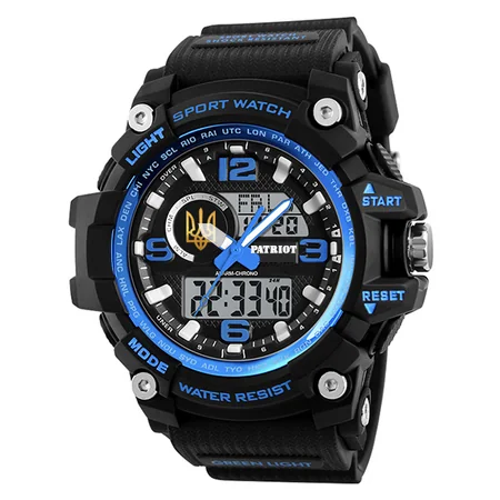 Наручные часы Patriot 012BUBKUAGD Трезуб золото с коробкой Черный/Синий