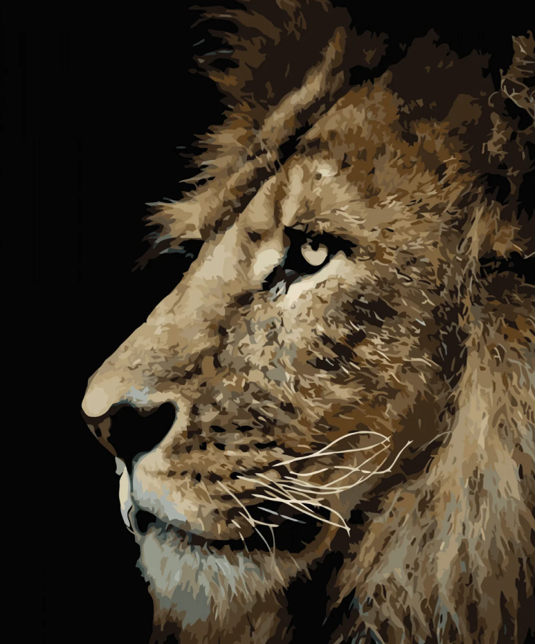 Картина по номерам Strateg Портрет льва с лаком и уровнем 40x50 см (VA-0245)