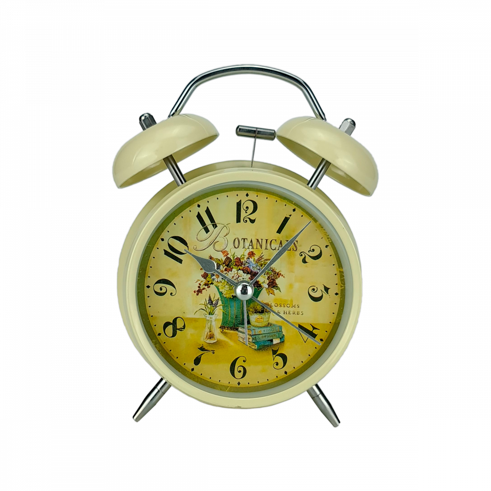 Будильник с подсветкой с цветами 15,5х11,5 см Бежевый (OD-1060)