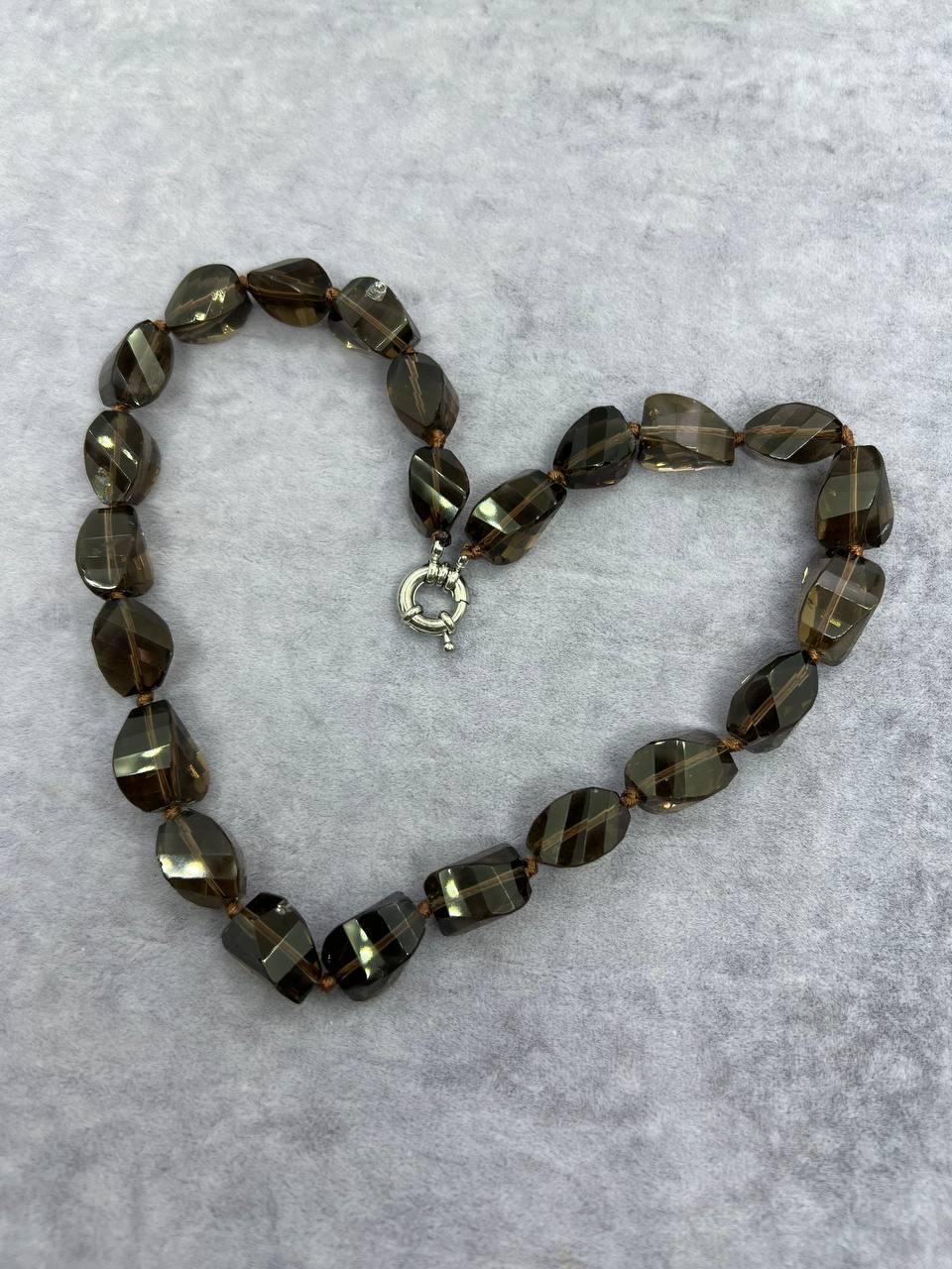 Намисто димчастий кварц 42 см Безбарвний (10699)