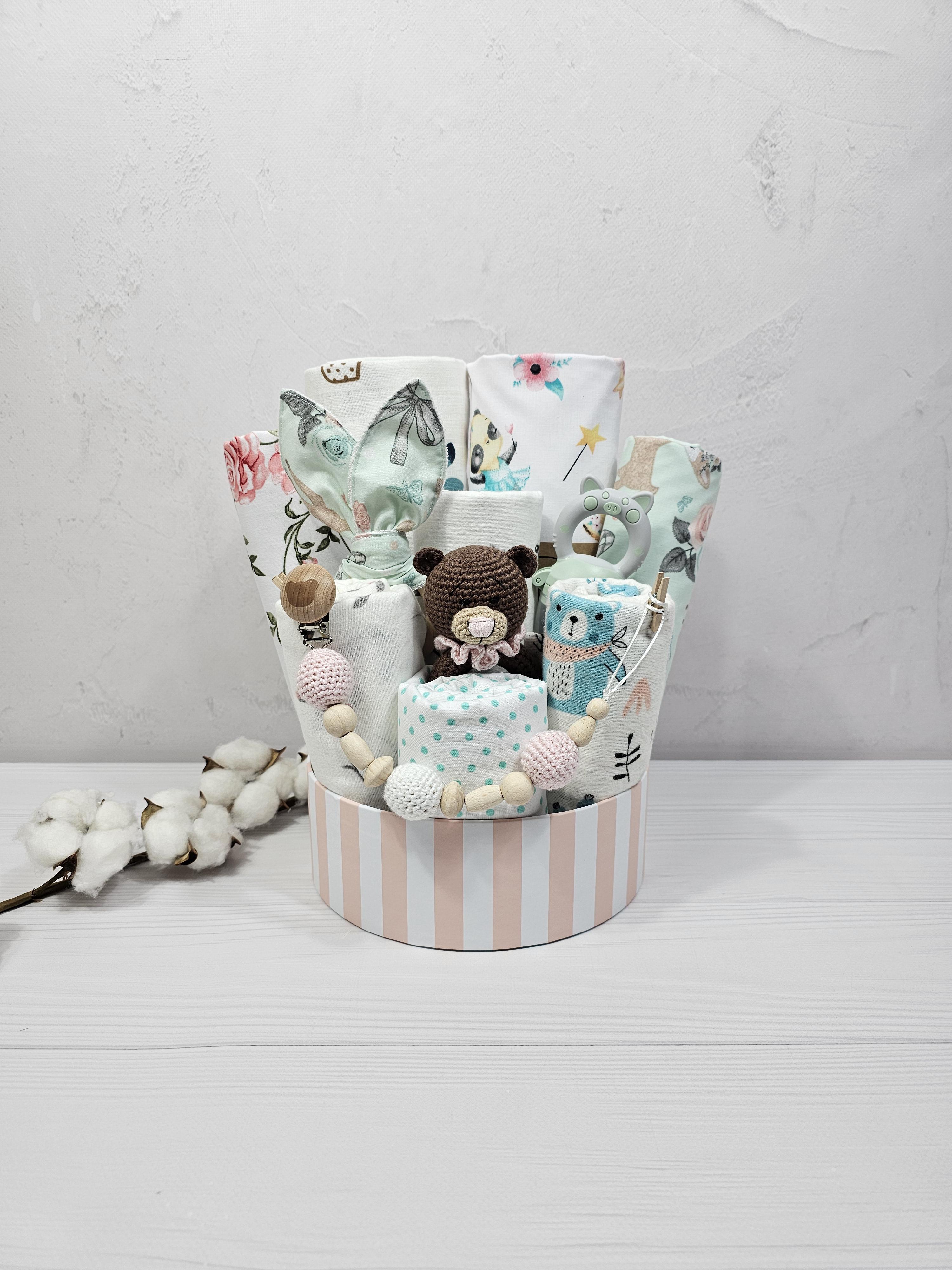 Букет из пеленок для младенцев albabybox Мятные косули (BU 18294833)