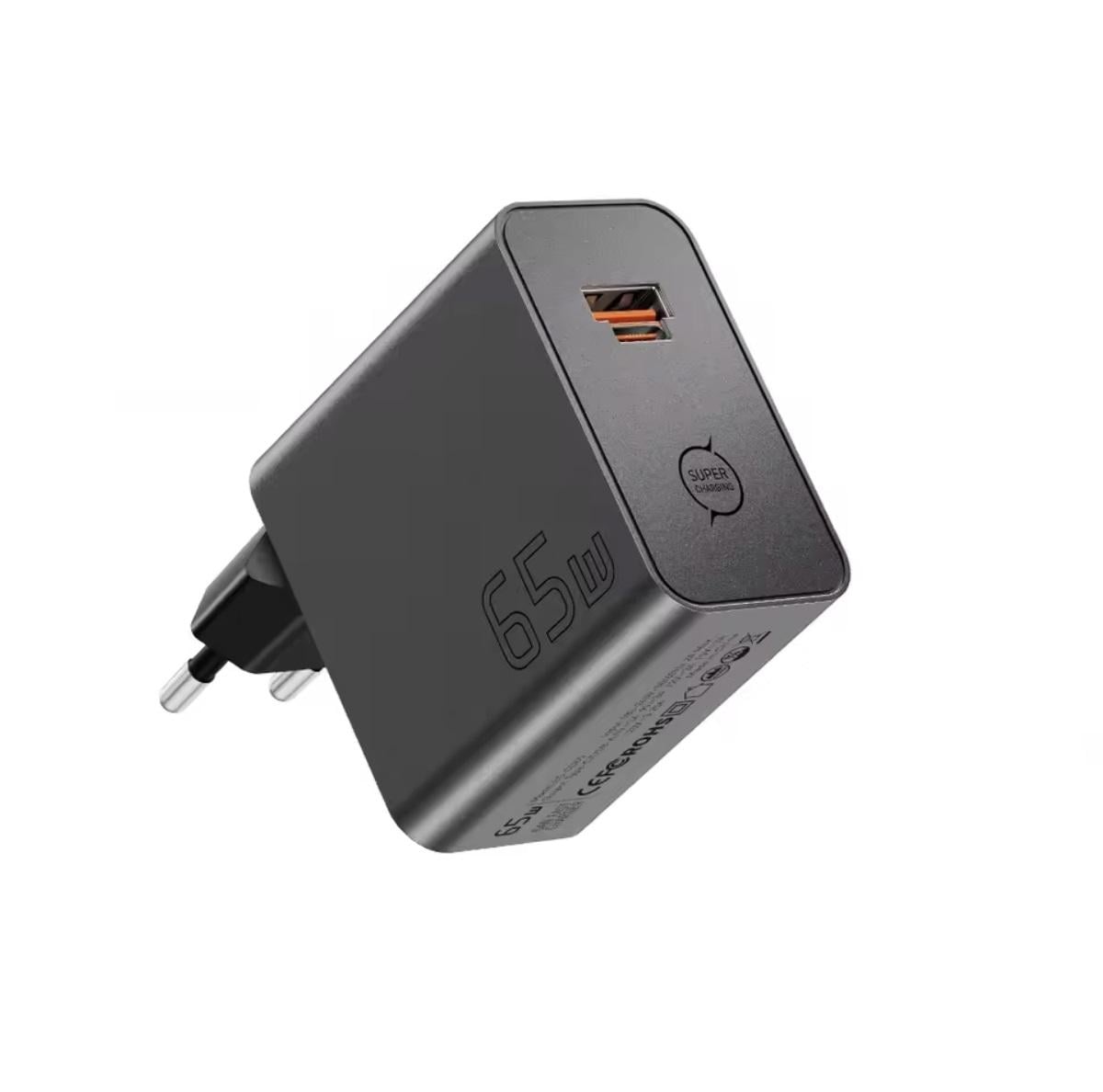 Зарядний пристрій мережевий Essager GaN Charger USB-A/Type-c 65 W