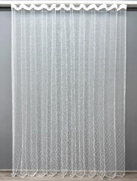 Тюль фатин с вышитым узором Белый (1577т)