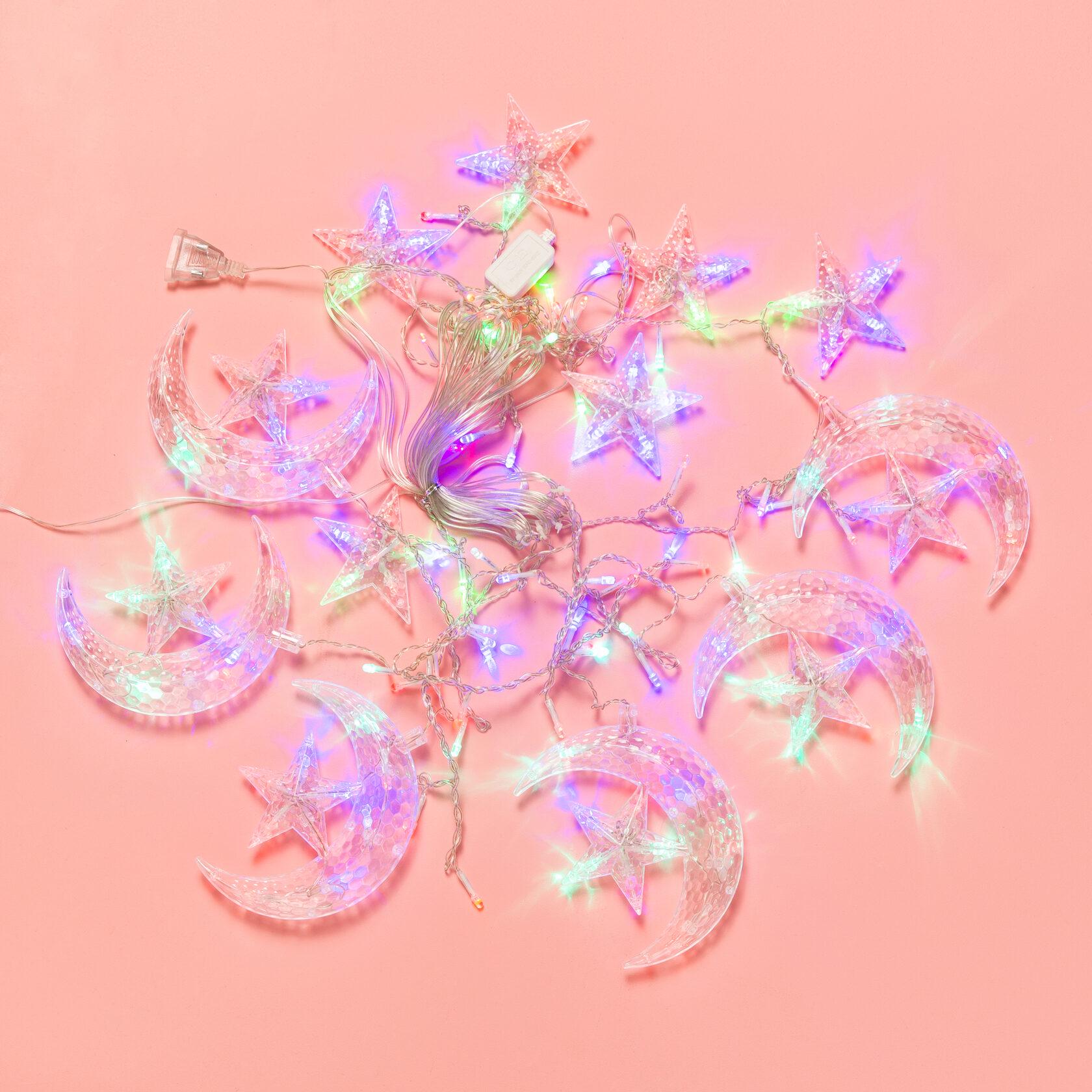 Светодиодная гирлянда-шторы звезды и луна Мультиколор - фото 2