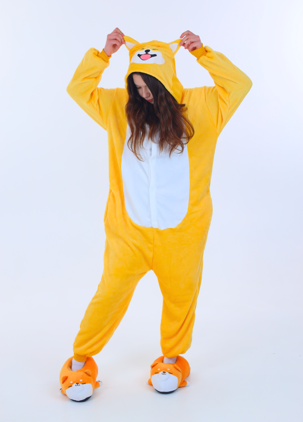 Кигуруми детская Корги пес унисекс сплошная пижама комбинезон для мальчиков и девочек S Желтый (CG1151D/S)
