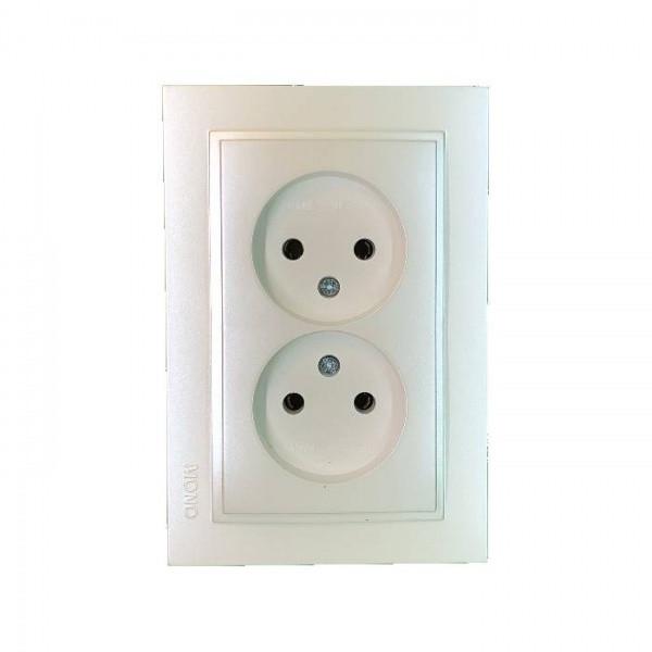 Розетка двойная без заземления Electric DESPINA Жемчужный (16178)