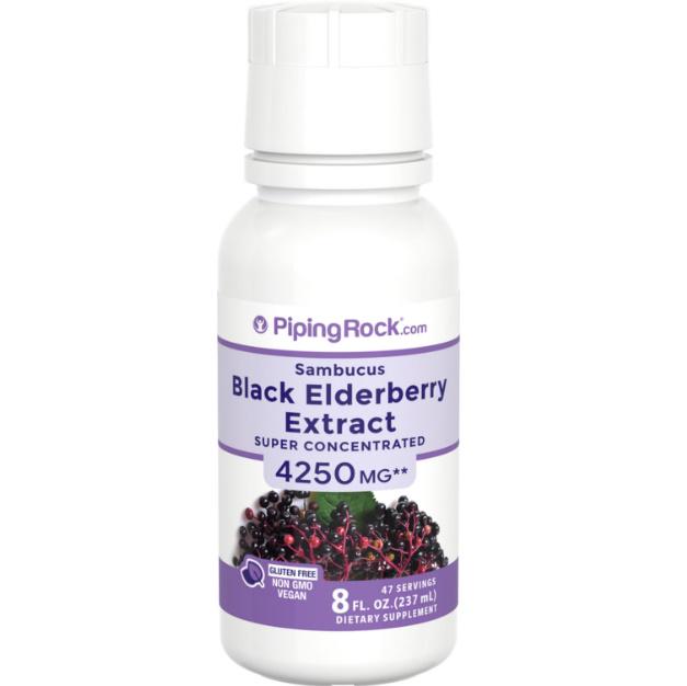 Бузина Piping Rock Sambucus Black Elderberry Extract 4250 mg 237 ml /47 servings/ Бузина Piping Rock Sambucus Black Elderberry Extract 4250 mg 237 ml /47 servings/