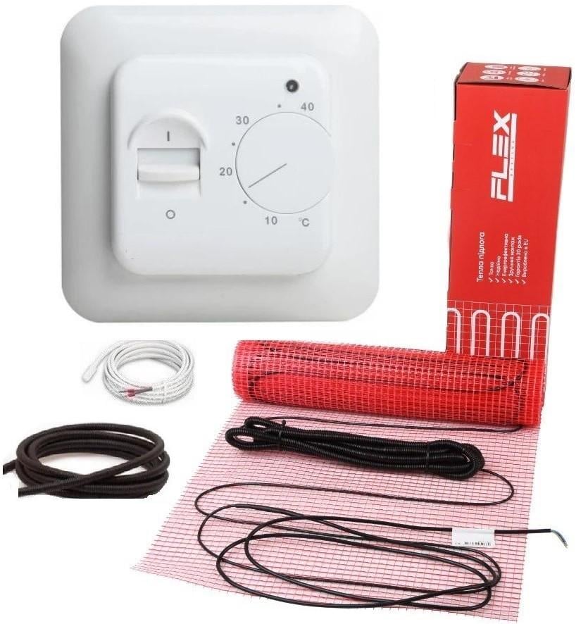 Мат нагревательный FLEX 4,5 м²/787,5 Вт с механическим белым терморегулятором RTC70