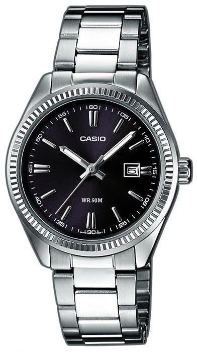 Наручний годинник жіночий Casio LTP-1302D-1A1VEF d 30 мм Срібний/Чорний (54543534453)