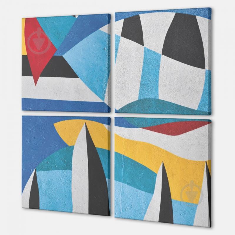 Модульна картина із чотирьох частин Кольорові хвилі Malevich Store 153x153 см (MK423205)