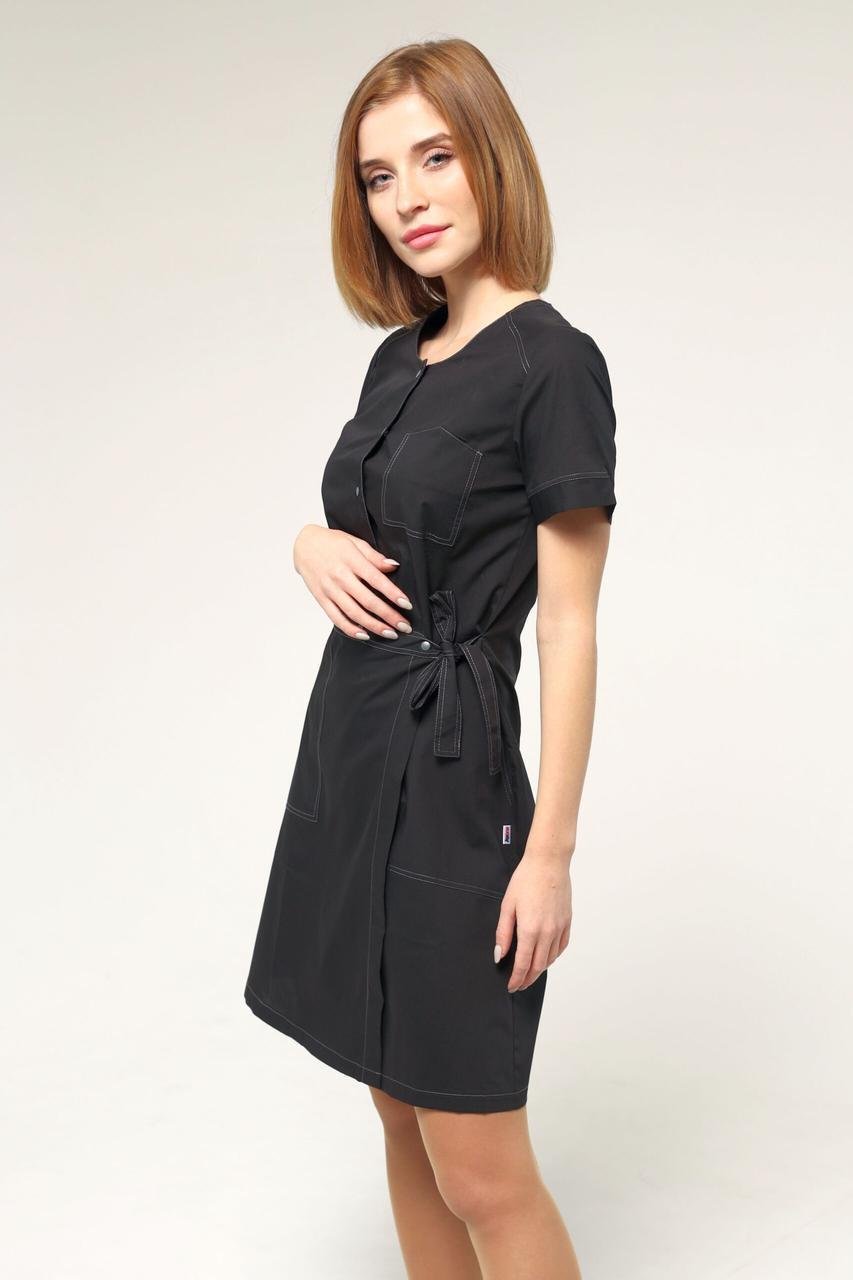 Халат TopLine Калифорния рукав 3/4 р. 46 Черный/Темно-Серый (11934-(46)чер. -стр. т.с.) - фото 4