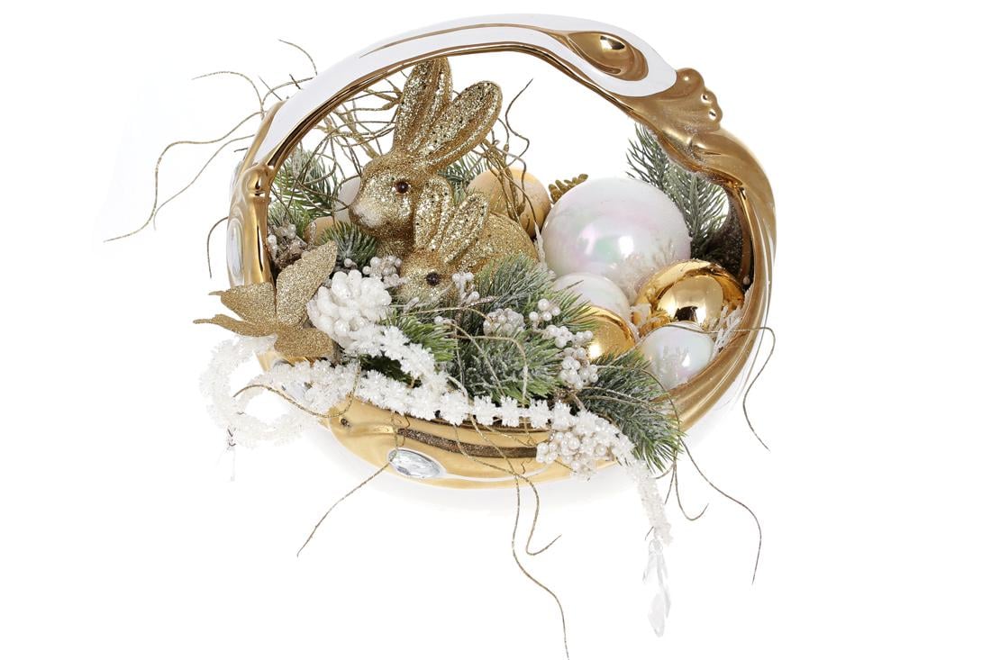 Декоративная композиция BonaDi Кролик в корзине (RM0-147)