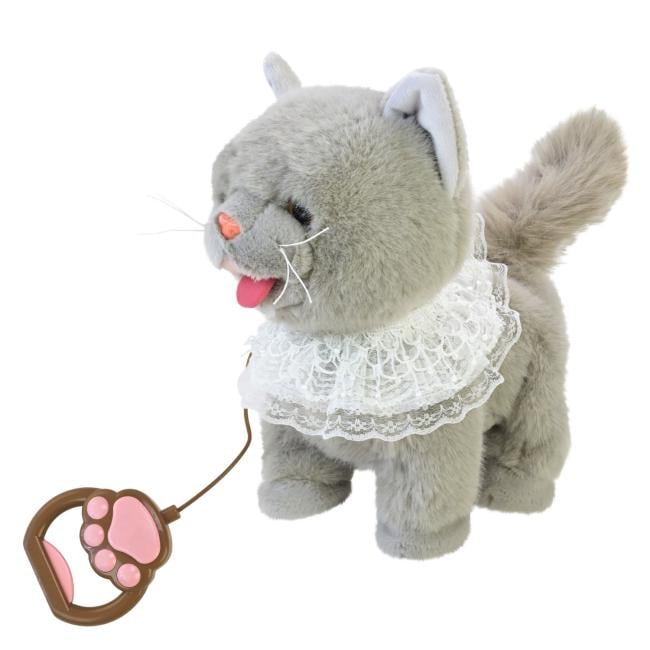 Интерактивная игрушка Країна Іграшок Котик с поводком из текстиля 25х13х25 см Серый (150-98-BF2509GRY)