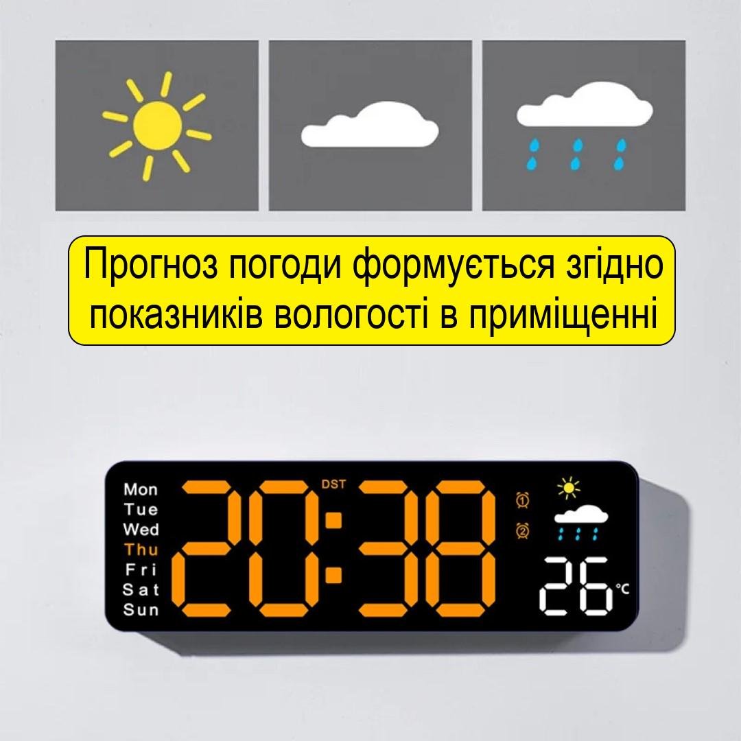 Годинник настінний Mids електронний з дистанційним керуванням/таймером/секундоміром/термометром (DS-656BR) - фото 4