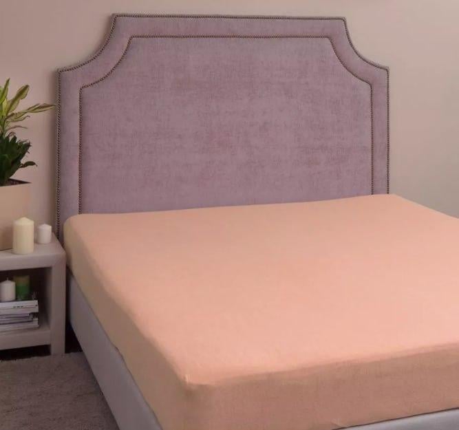 Простирадло махрове з 2 наволочками євро 200х230 см Персиковий (2226779712)