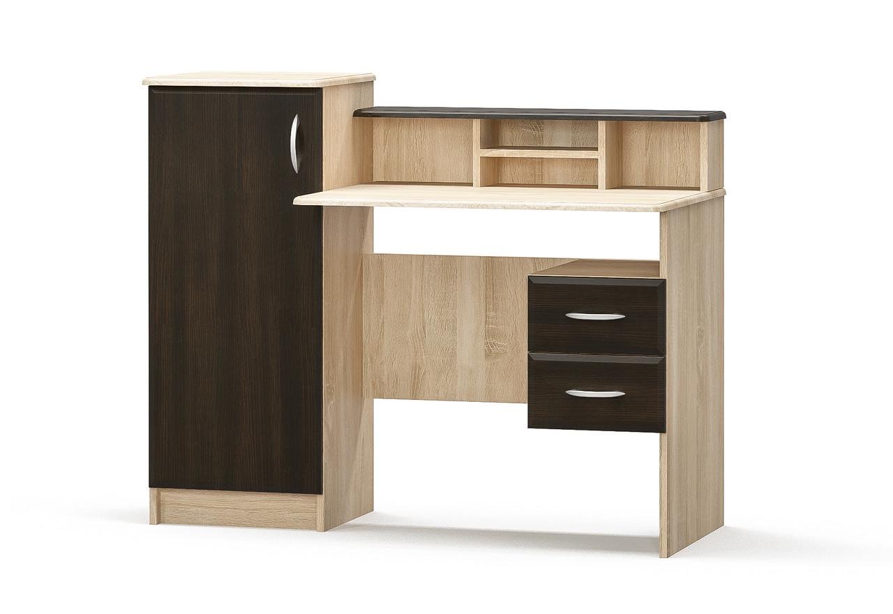 Письменный стол ученический Мебель Сервис Пенокио ​​с полками и ящиками МДФ 120х98 см Дуб сонома/Венге (stil_MDF_Pinokio_2_MS)
