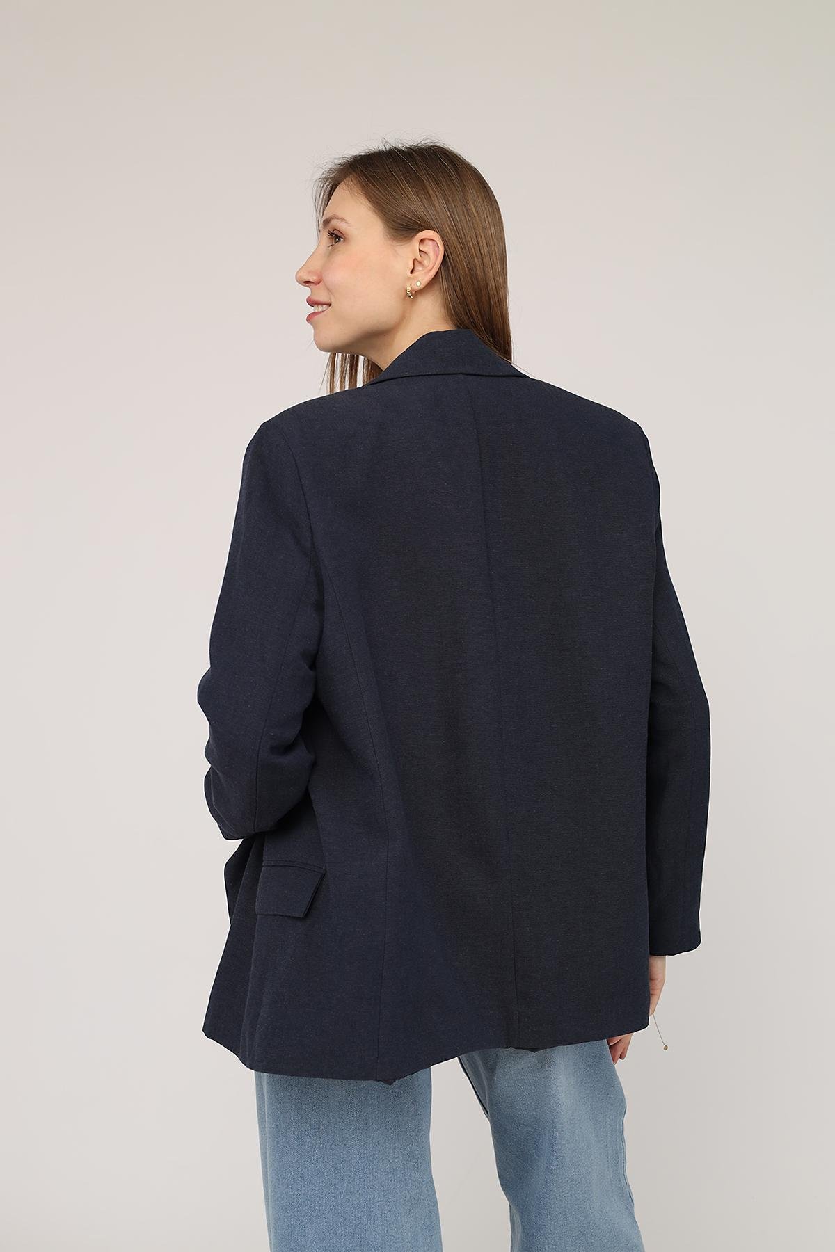 Жакет жіночий ЦБ-00271988 р. 46 Синій (SKT001050202) - фото 5 Жакет жіночий ЦБ-00271988 р. 46 Синій (SKT001050202) - фото 5
