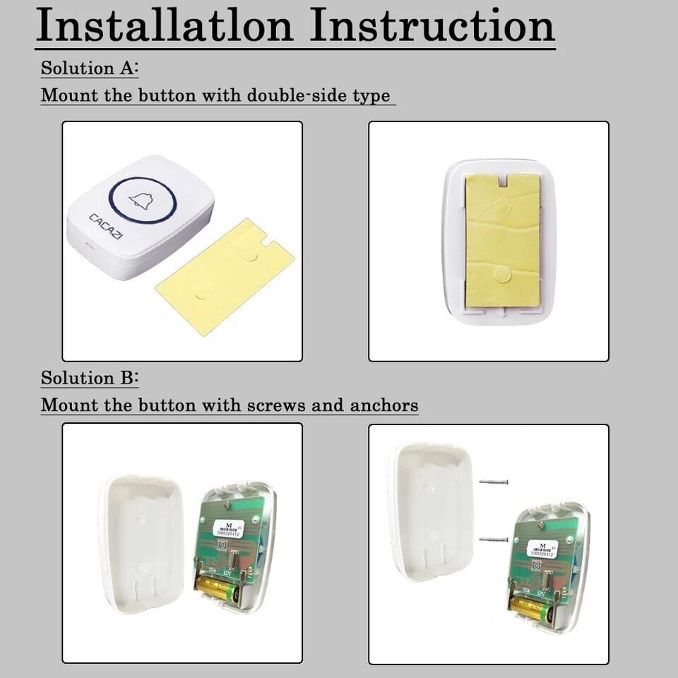 Дверной звонок беспроводной на входную дверь Cacazi A10 Белый - фото 4