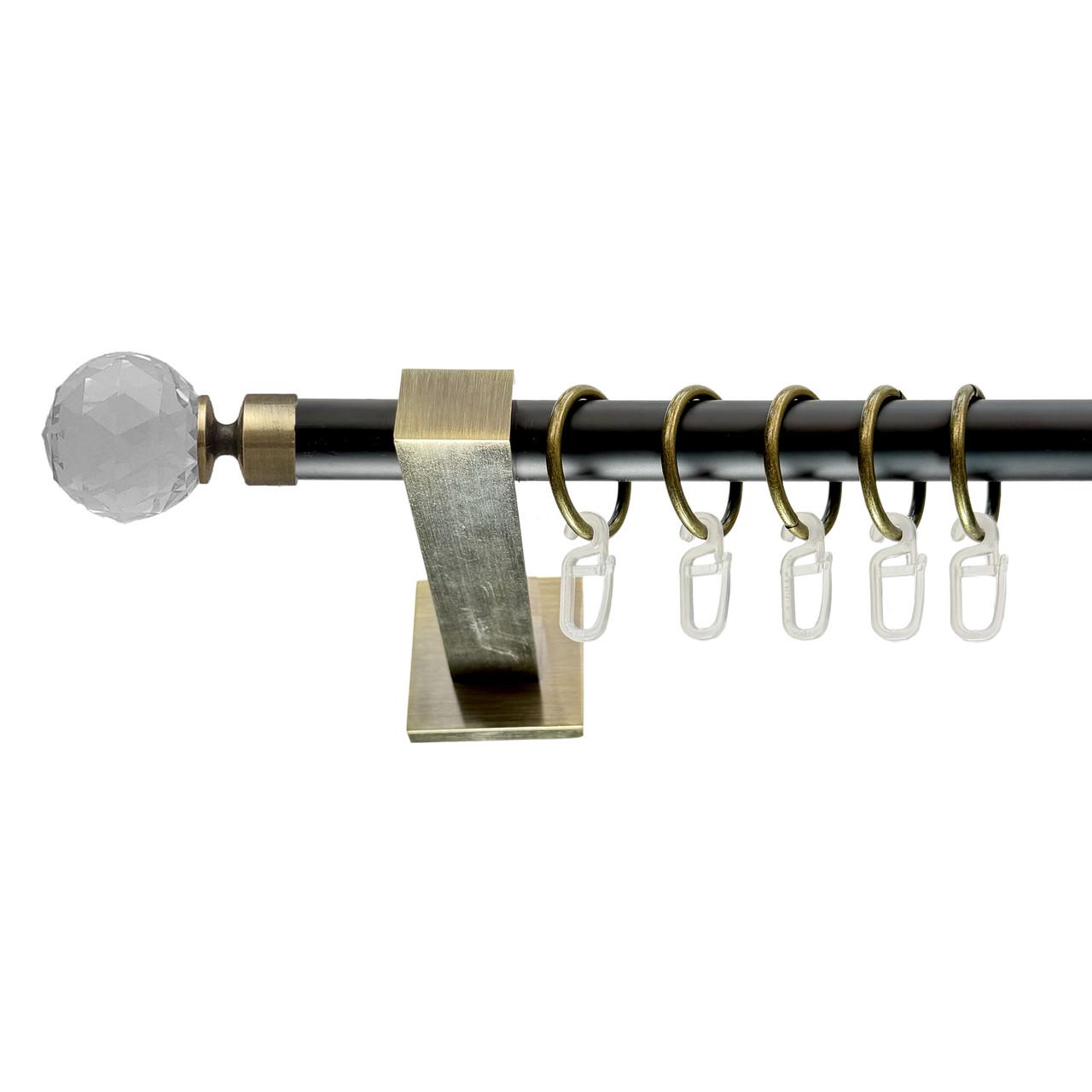 Карниз для штор Orvit Кристалл однорядный 19 мм техно 200 см Черный/Антик (000-8169)
