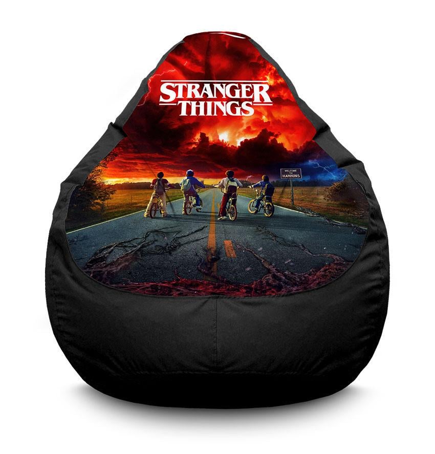 Крісло-мішок iPuff StRanger Things Сильна команда оксфорд XL 80x110 см Чорний (32169330)