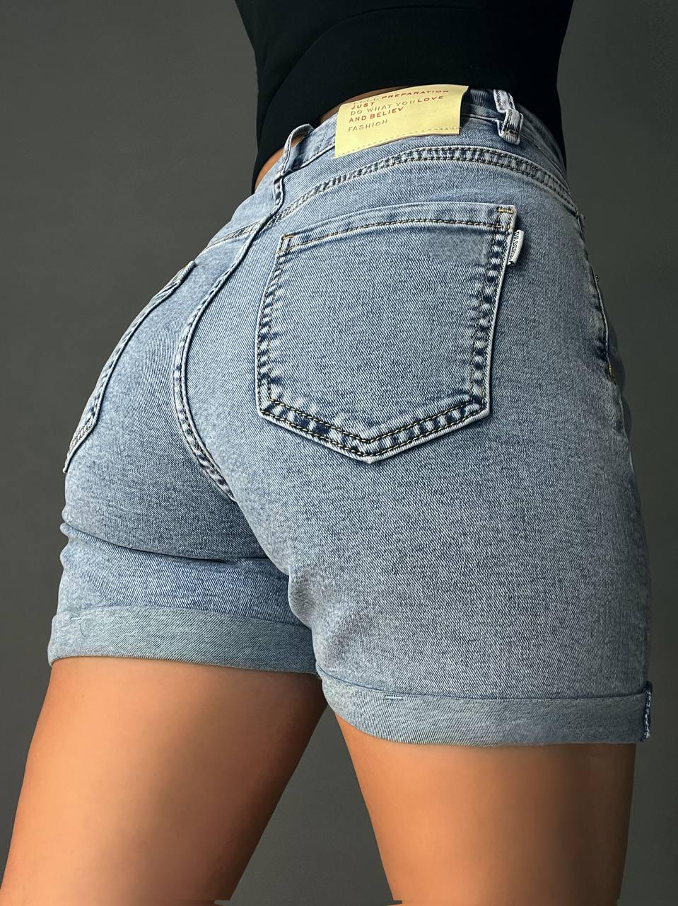 Шорты женские джинсовые Derun 7025-7027-7028-7030 р. 38 Голубой (26852043) - фото 2