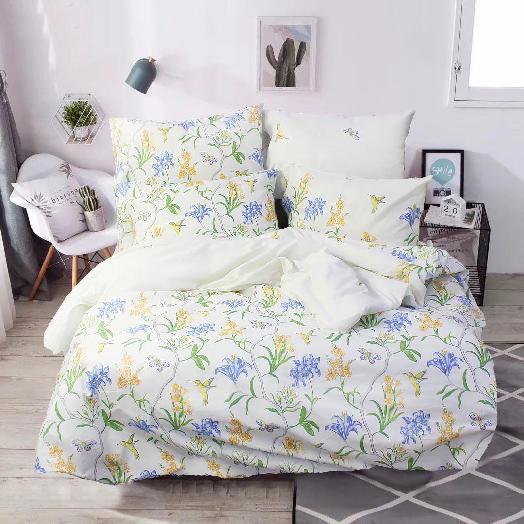 Комплект постельного белья полуторный Еней-плюс Т0719 Желтый/Зеленый