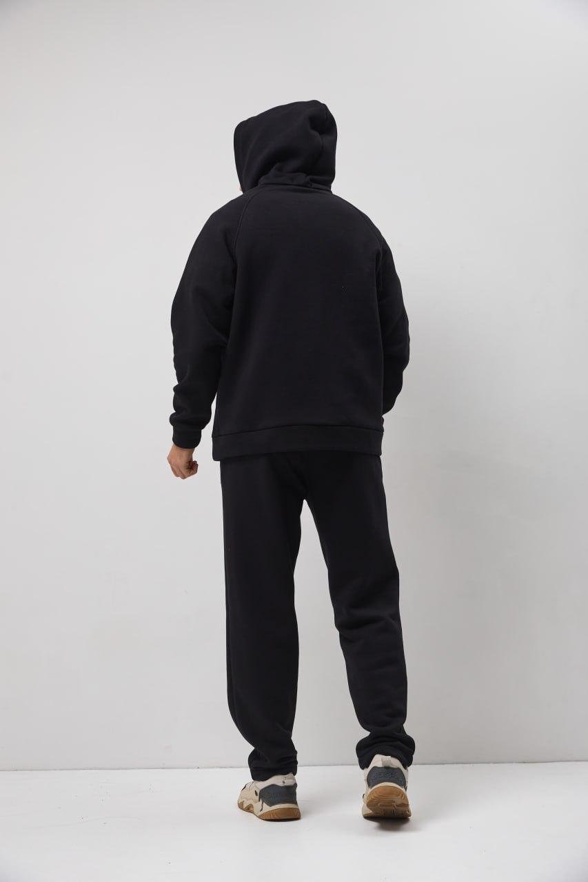 Спортивный костюм мужской OBR на флисе кофта на замке и брюки L Черный (OBR-5089BL-L) - фото 7