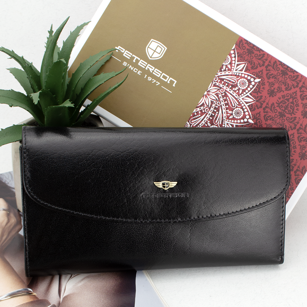 Кошелек кожаный женский Peterson PTN 2537-BO Черный (1857246112)