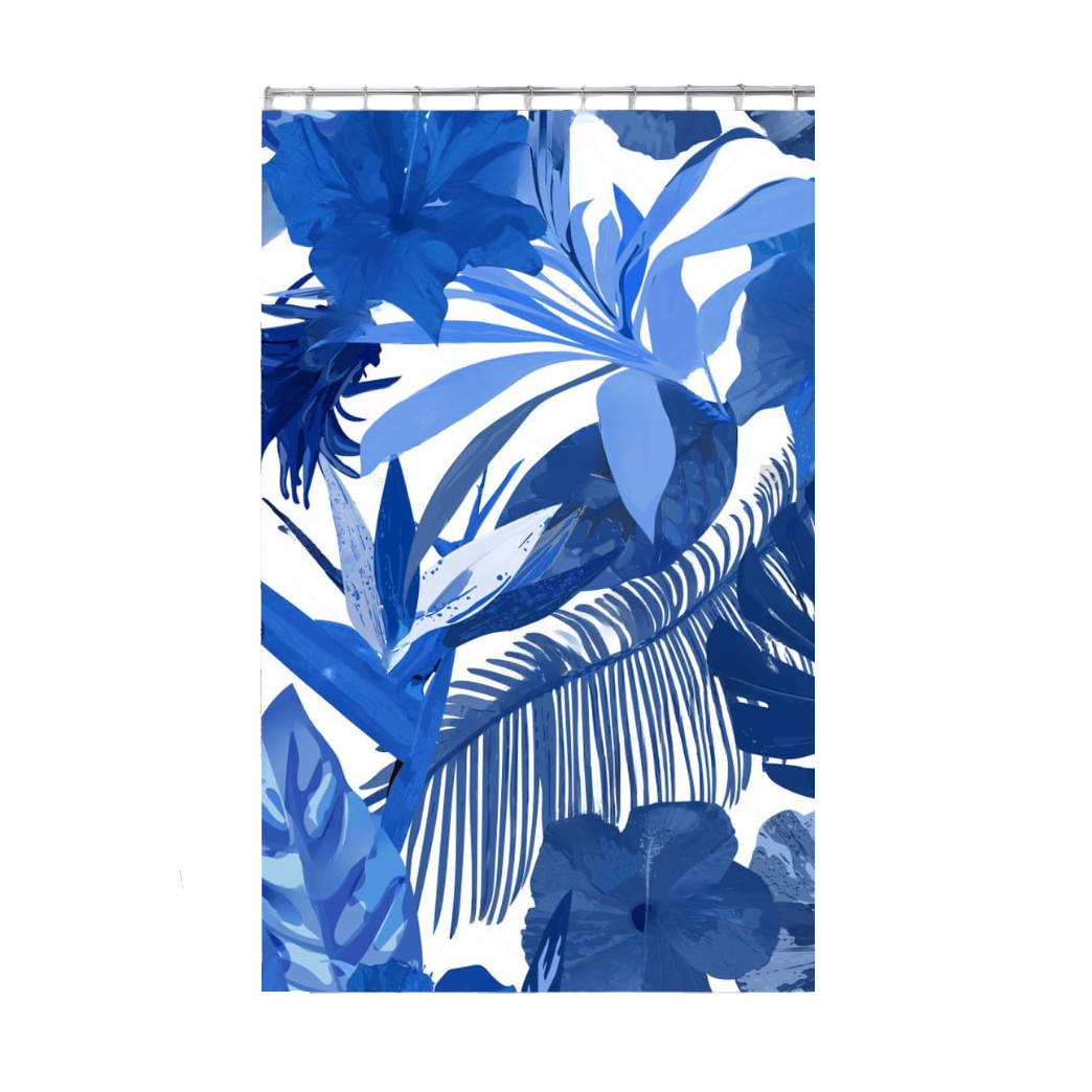 Шторка для ванної кімнати з водовідштовхувальним покриттям Синій з принтом (2388683328)