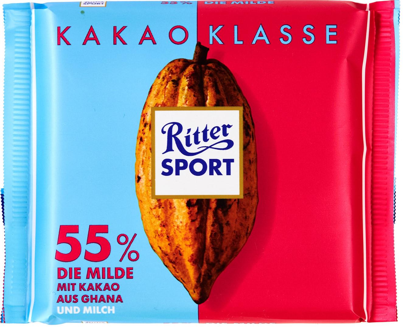 Шоколад Ritter Sport 55% Kakao Klasse Die Milde 100 г (11110)