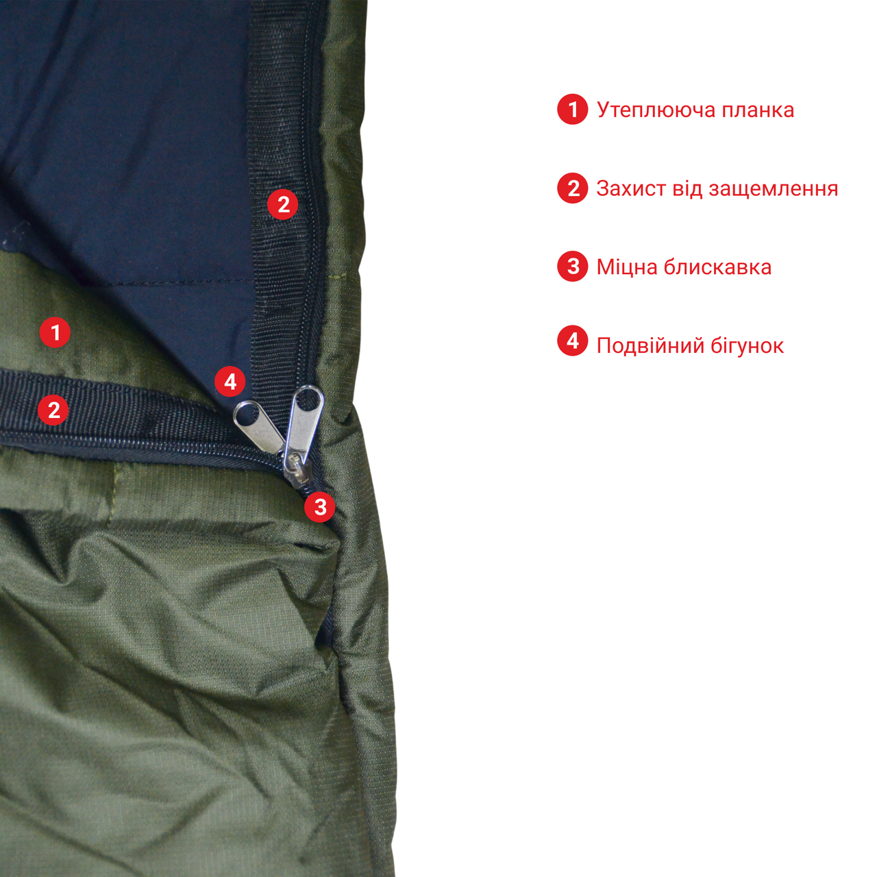 Спальный мешок-одеяло Derby зимний армейский 215х80 см Хаки (CMK400-80) - фото 5