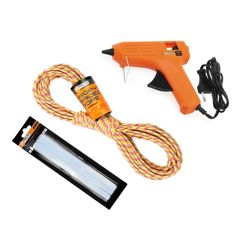 Набор Polax клеевой пистолет 40W стержни 6 шт. фал полипропиленовый 25 м (337-004)