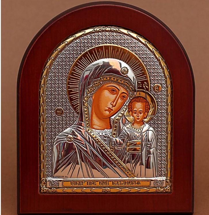 Ікона Казанська Божа Матір сусальне золото 925 срібло 13х15 см