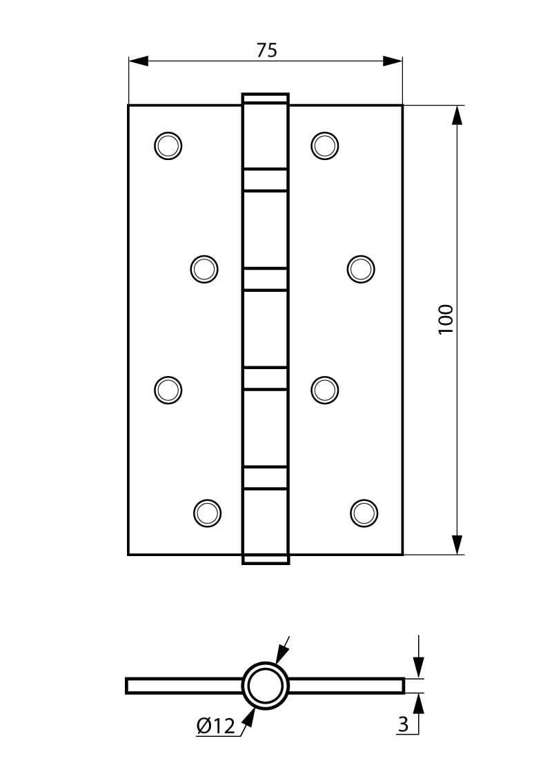 Петля дверна Siba універсальна латунна 100 мм Матовий нікель (4BB 4"х3"х3 мм FHP SN) - фото 3 Петля дверна Siba універсальна латунна 100 мм Матовий нікель (4BB 4"х3"х3 мм FHP SN) - фото 3
