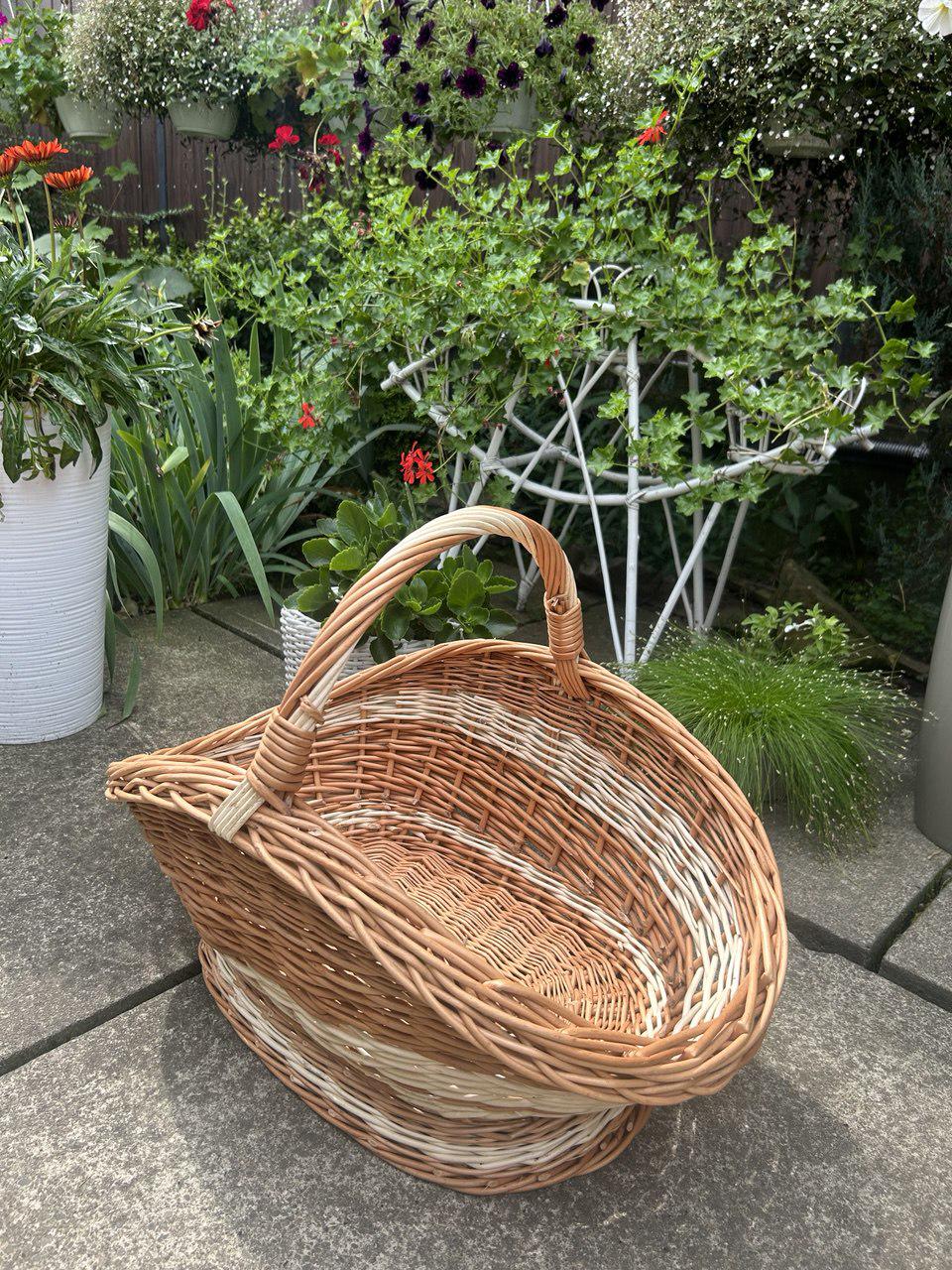 Корзина широкая плетеная из лозы Сімейний Затишок Белый/Коричневый - фото 4