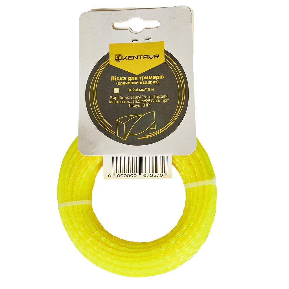 Леска для триммеров Кентавр 2472524529 витой квадрат Звезда 2,4 мм х 15 м