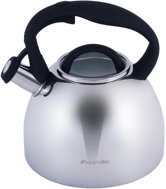 Чайник Kamille Whistling Kettle з нержавіючої сталі зі свистком і скляною кришкою 2,7 л (KM-1089) - фото 2