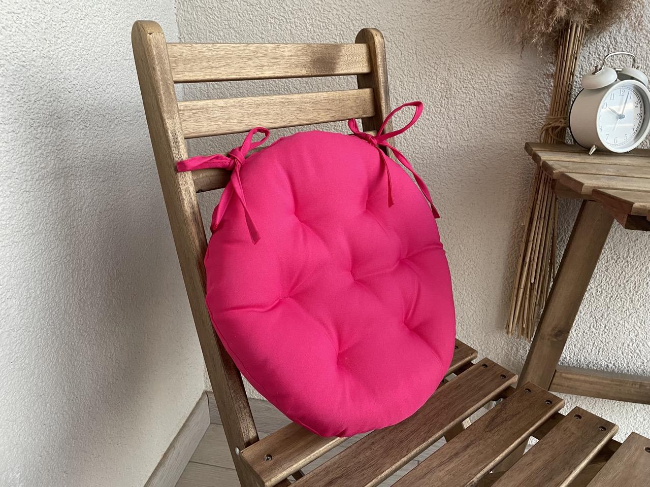 Подушка на стул с завязками круглая Color 40х40х5 см Розовый - фото 3