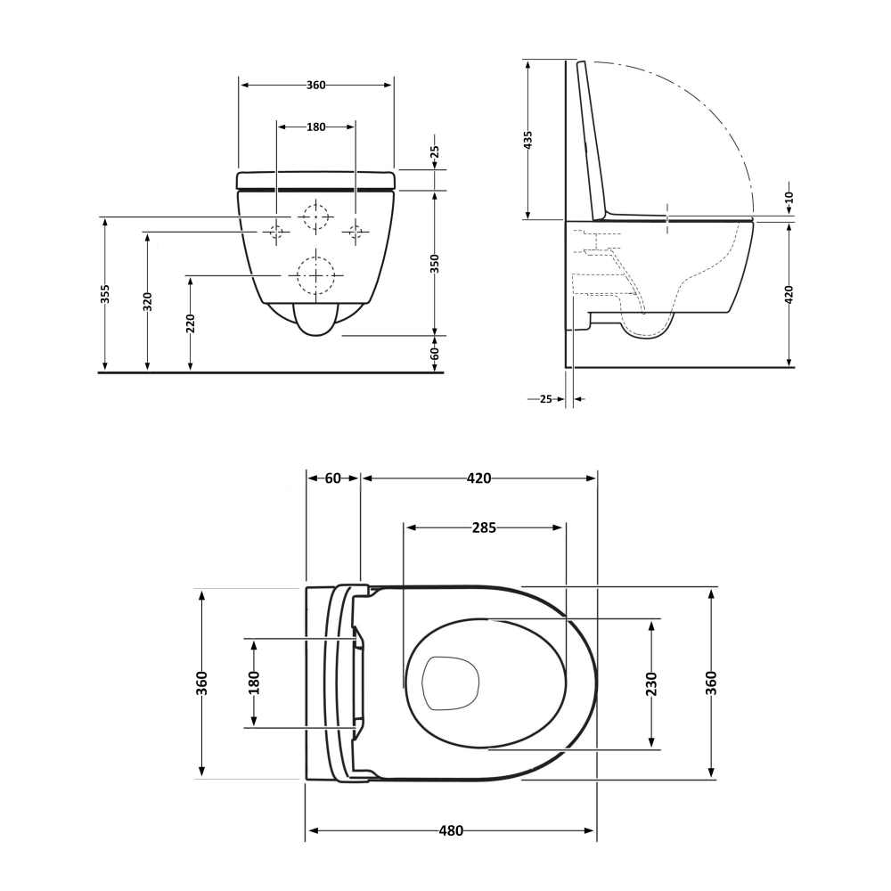 Унітаз підвісний Smart 48 см безободковий круглий із сидінням Soft-close та системою змиву Tornado Qtap Swan Ultra Quite Білий (QT16335179W) - фото 2