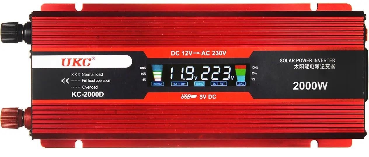 Перетворювач напруги UKC інвертор авто KC-2000D/ 3739 AC/DC KC-2000D LCD USB 2000W