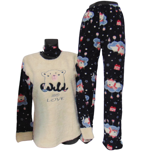 Пижама женская флис/махра Fenix 1888 M Синий/Белый (1726337726) Пижама женская флис/махра Fenix 1888 M Синий/Белый (1726337726)