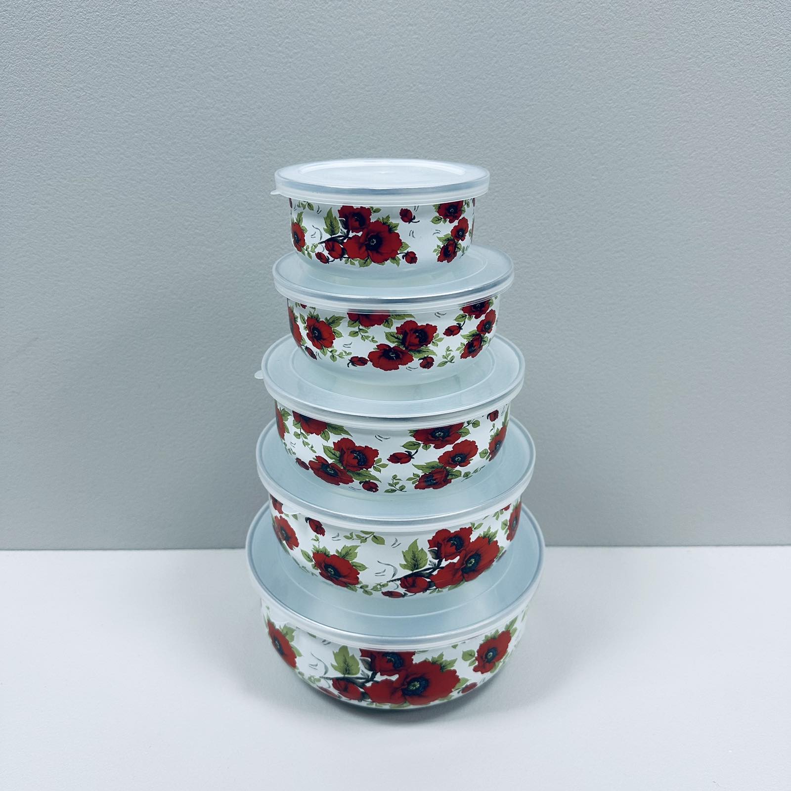 Набор эмалированных лотков A-PLUS 0967 Маки 5 шт. (23283) - фото 5