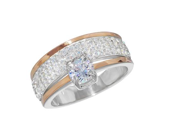 Серебряное кольцо с золотыми пластинами Фрейлин (031)