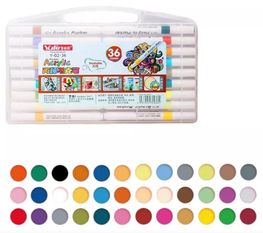 Набор маркеров на акриловой основе в кейсе 36 шт. (2104618368) - фото 3