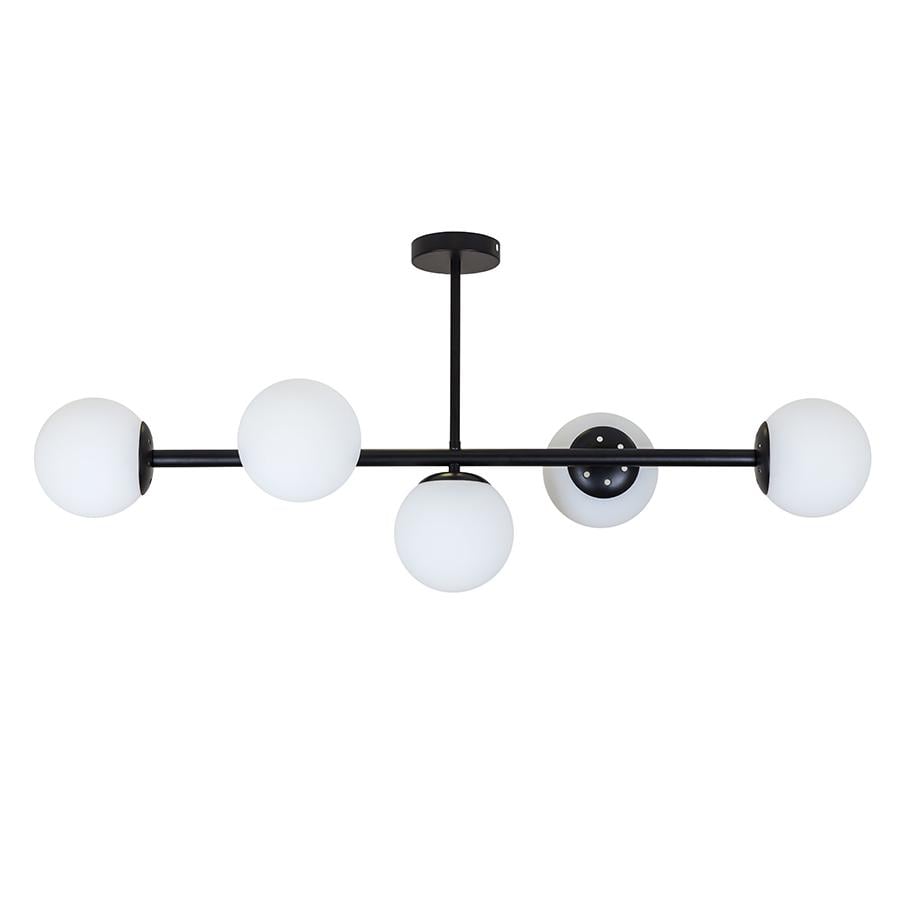 Люстра металлическая Levistella 7529906-5 BK/WH с 5 стеклянными плафонами под лампы Е27 (106-16-LVS4734)