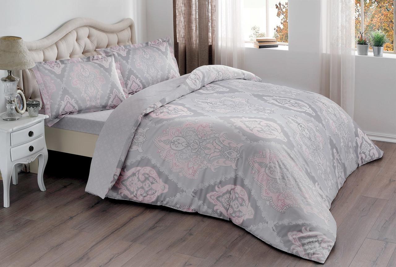 Постельное белье TAC Vales pembe v03 семейное Розовый (svt-2000022209113)