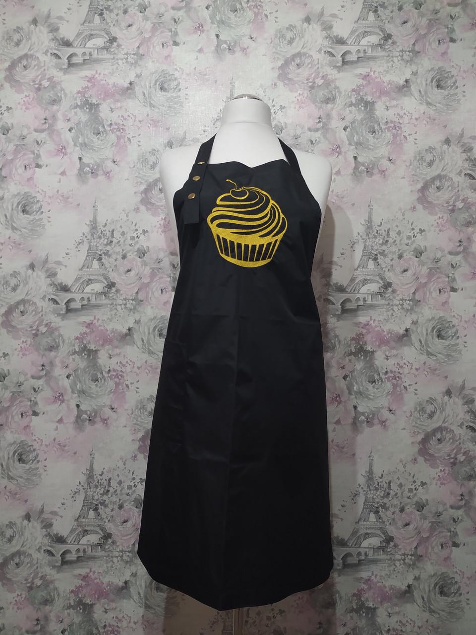 Фартук кондитера с вышивкой Кекса Черный (00136) - фото 4 Фартук кондитера с вышивкой Кекса Черный (00136) - фото 4