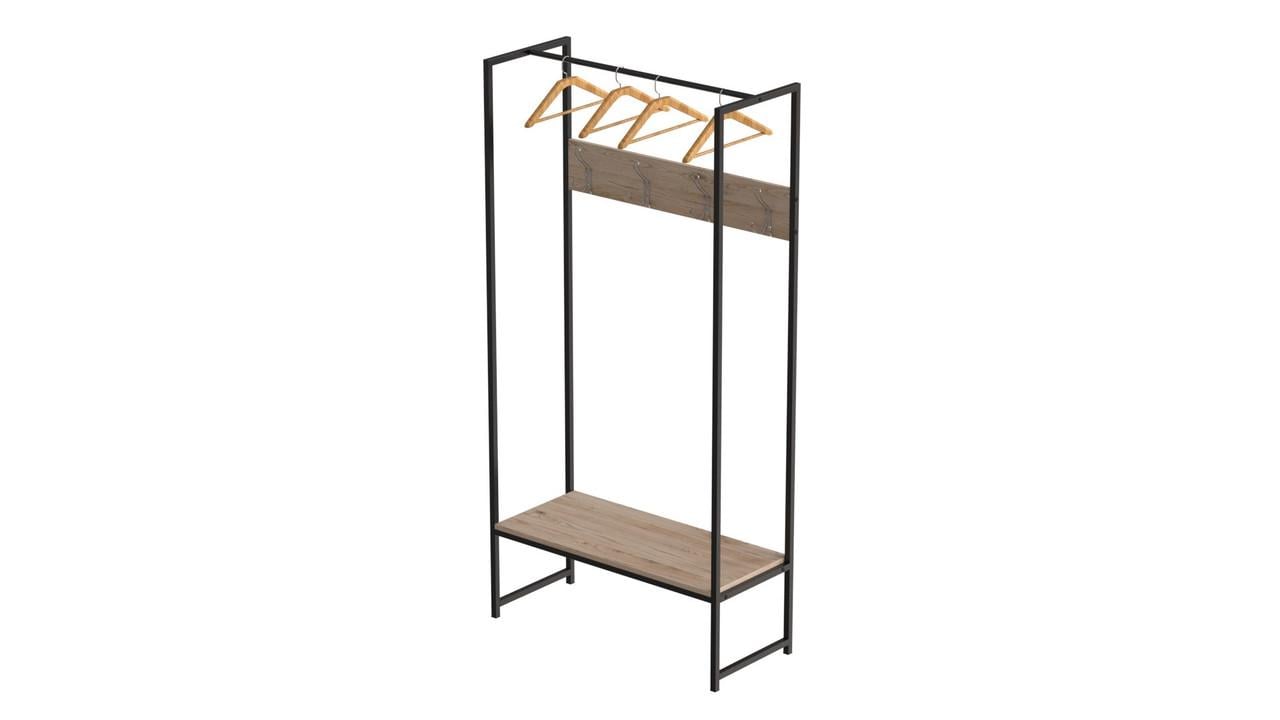 Вешалка напольная модульная Ferrum-decor Трелис 12 ДСП 16 мм 180x90x38 см Черный/Дуб Сан-Марино (FRD-104308)