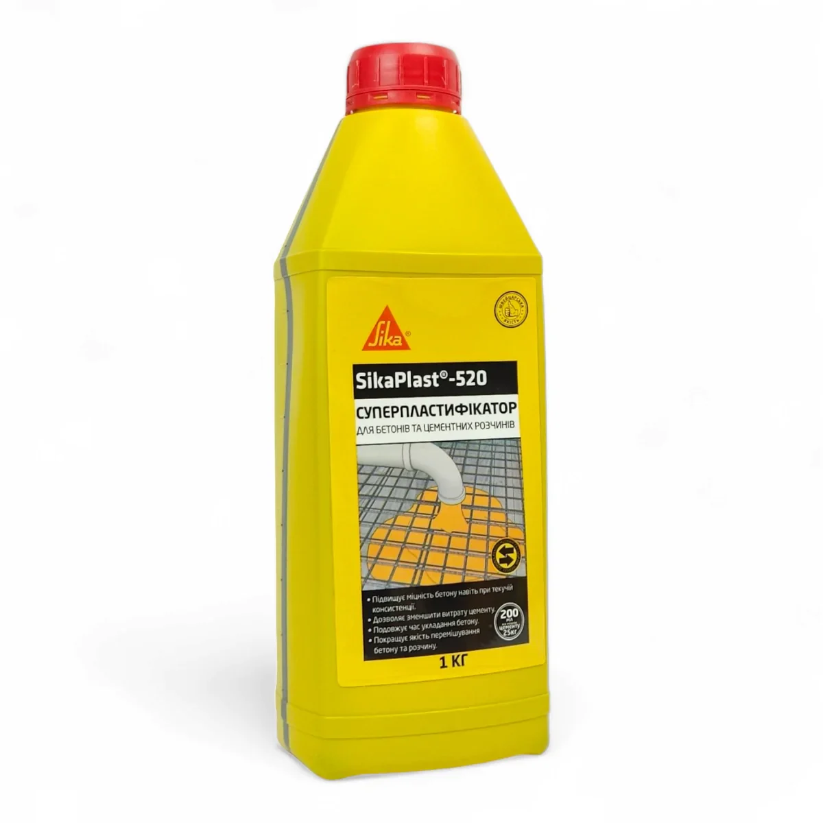 Суперпластифікатор для бетону та розчинів Sika SikaPlast-520 N високоефективний водоредуктуючий 1 кг Суперпластифікатор для бетону та розчинів Sika SikaPlast-520 N високоефективний водоредуктуючий 1 кг